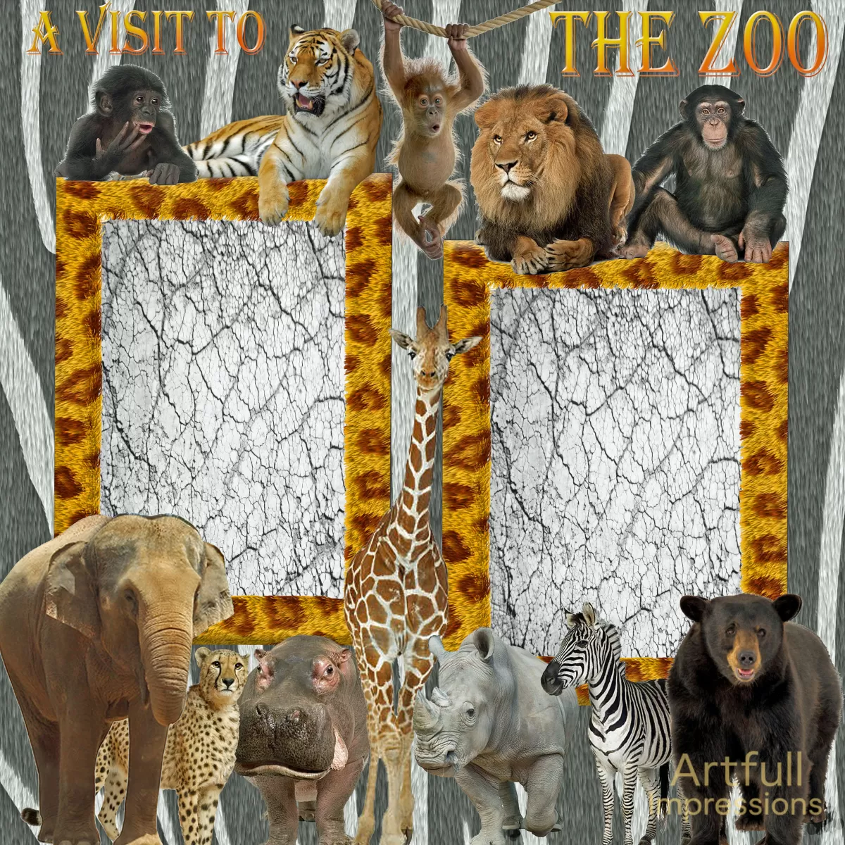 A Visit to the Zoo – 12x12 Scrapbook Page with Crackle Inserts