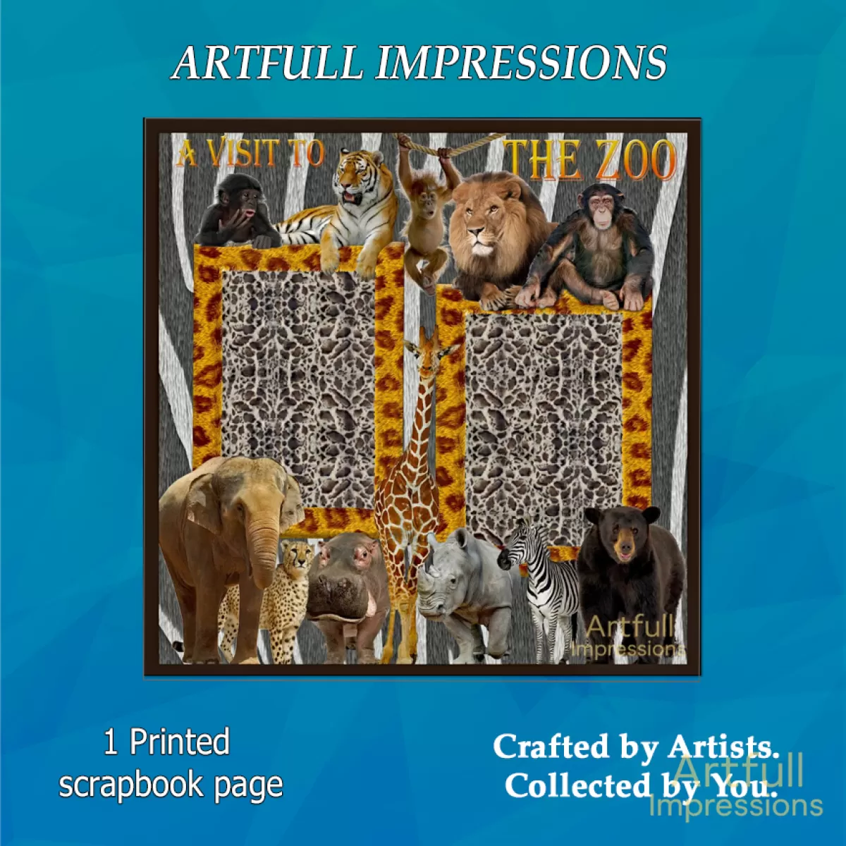 A Visit to the Zoo – 12x12 Scrapbook Page with Leopard Print Inserts