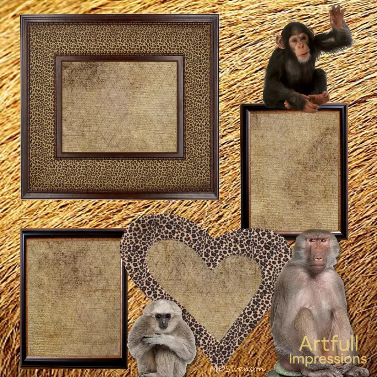 A Day at the Zoo Primates with Leopard Print & Jungle Charm  12x12 Scrapbook Page