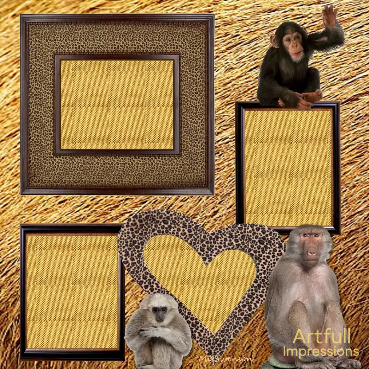 Jungle Safari Primates with Leopard & Monkey Theme 12x12 Scrapbook Page