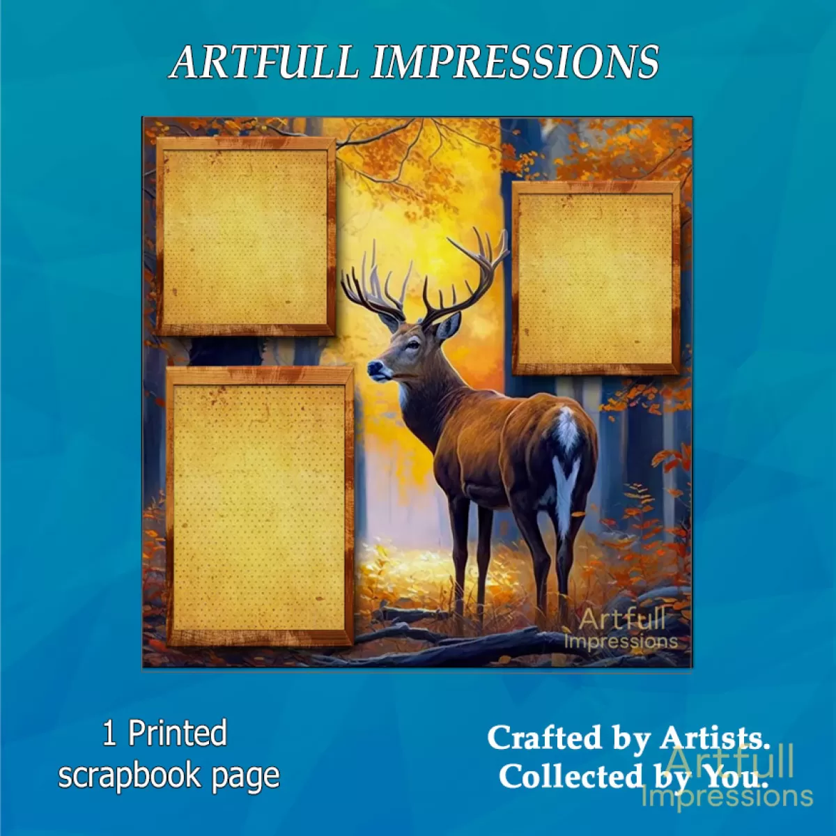 Majestic Autumn Buck in Rustic Fall Forest 12x12 Scrapbook Page