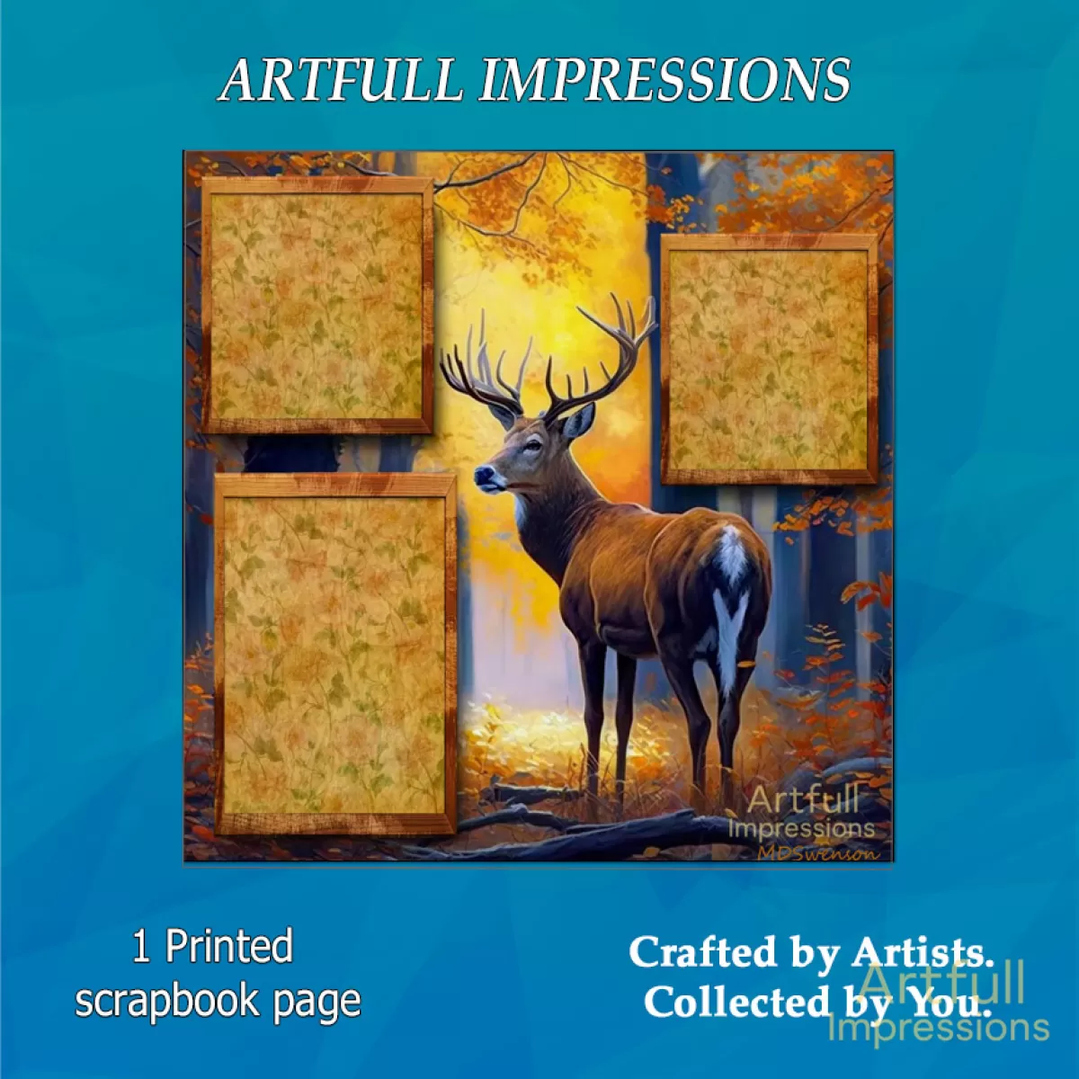 Rustic Buck in Autumn Woods 12x12 Scrapbook Page