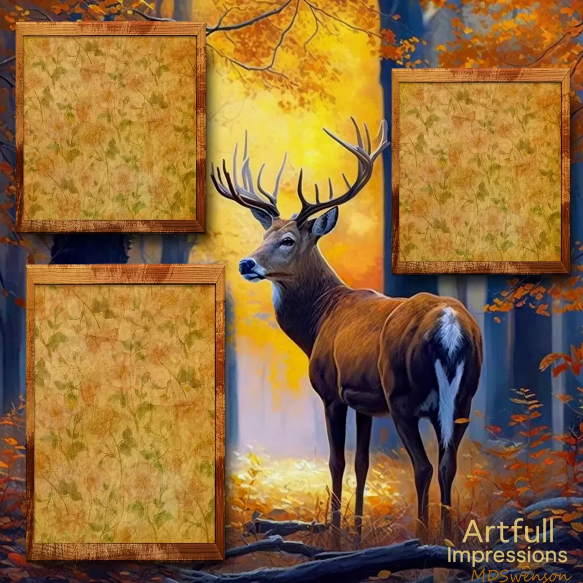 Rustic Buck in Autumn Woods 12x12 Scrapbook Page