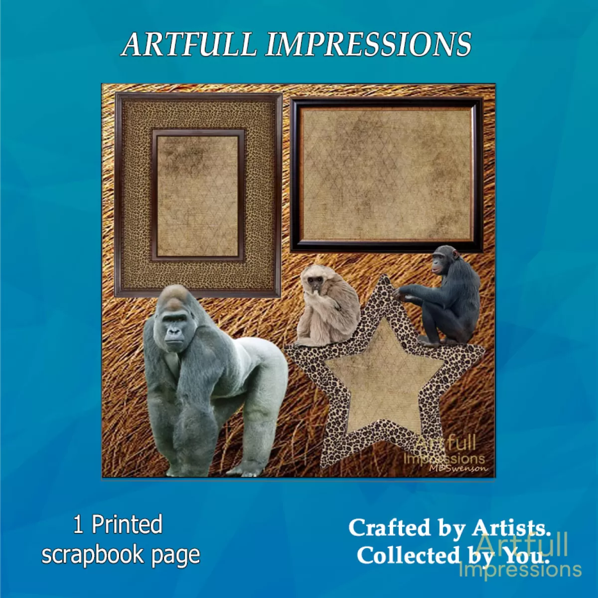 Wild Primate Safari, Gorilla & Jungle Theme 12x12 Scrapbook Page