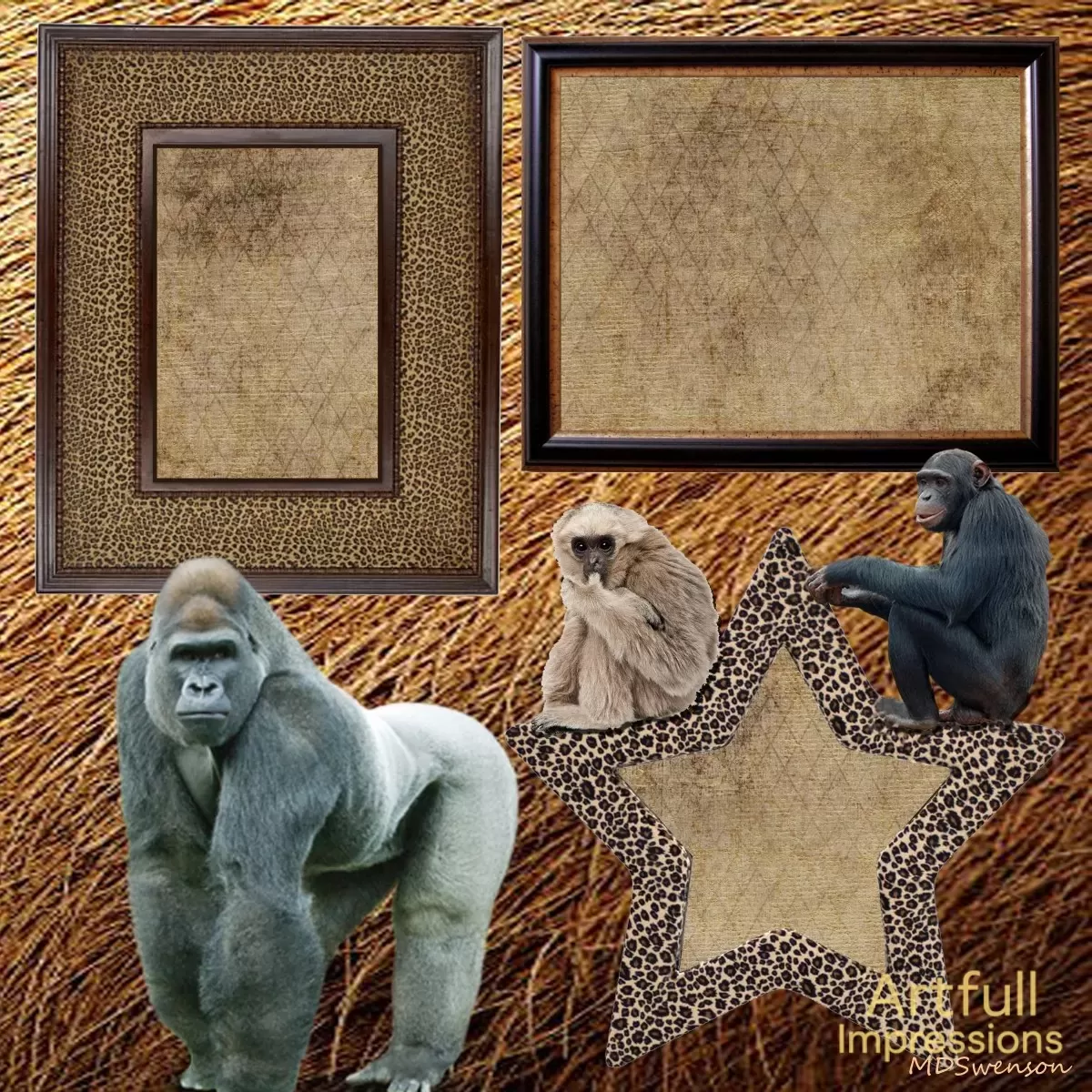 Wild Primate Safari, Gorilla & Jungle Theme 12x12 Scrapbook Page