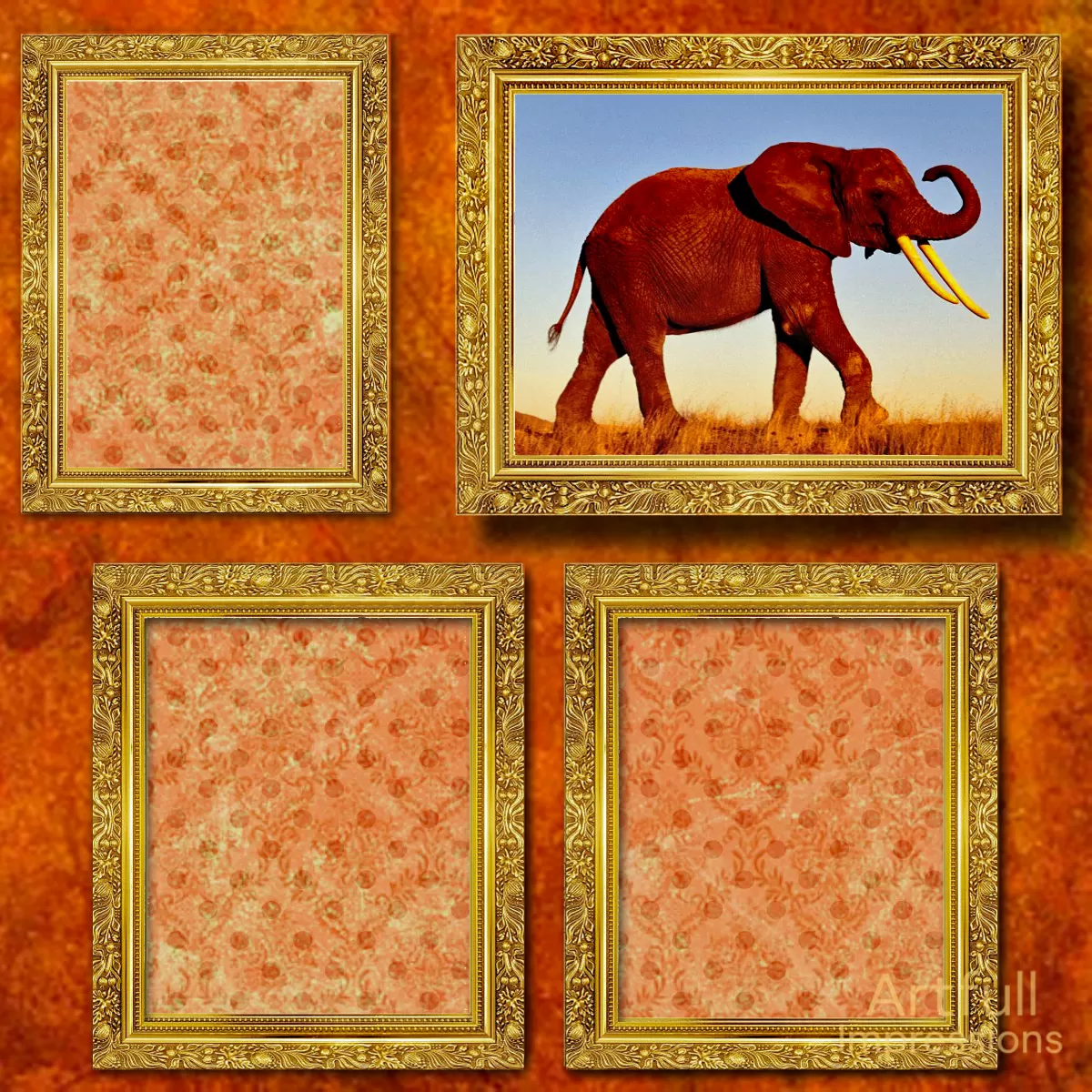 Elephant Safari-Themed Scrapbook Page Set