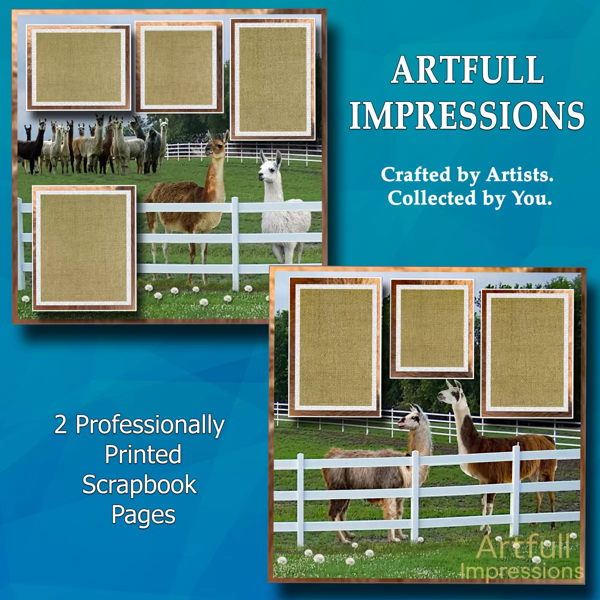Rustic Farm Llama Scrapbook Page Set – 12" x 12"