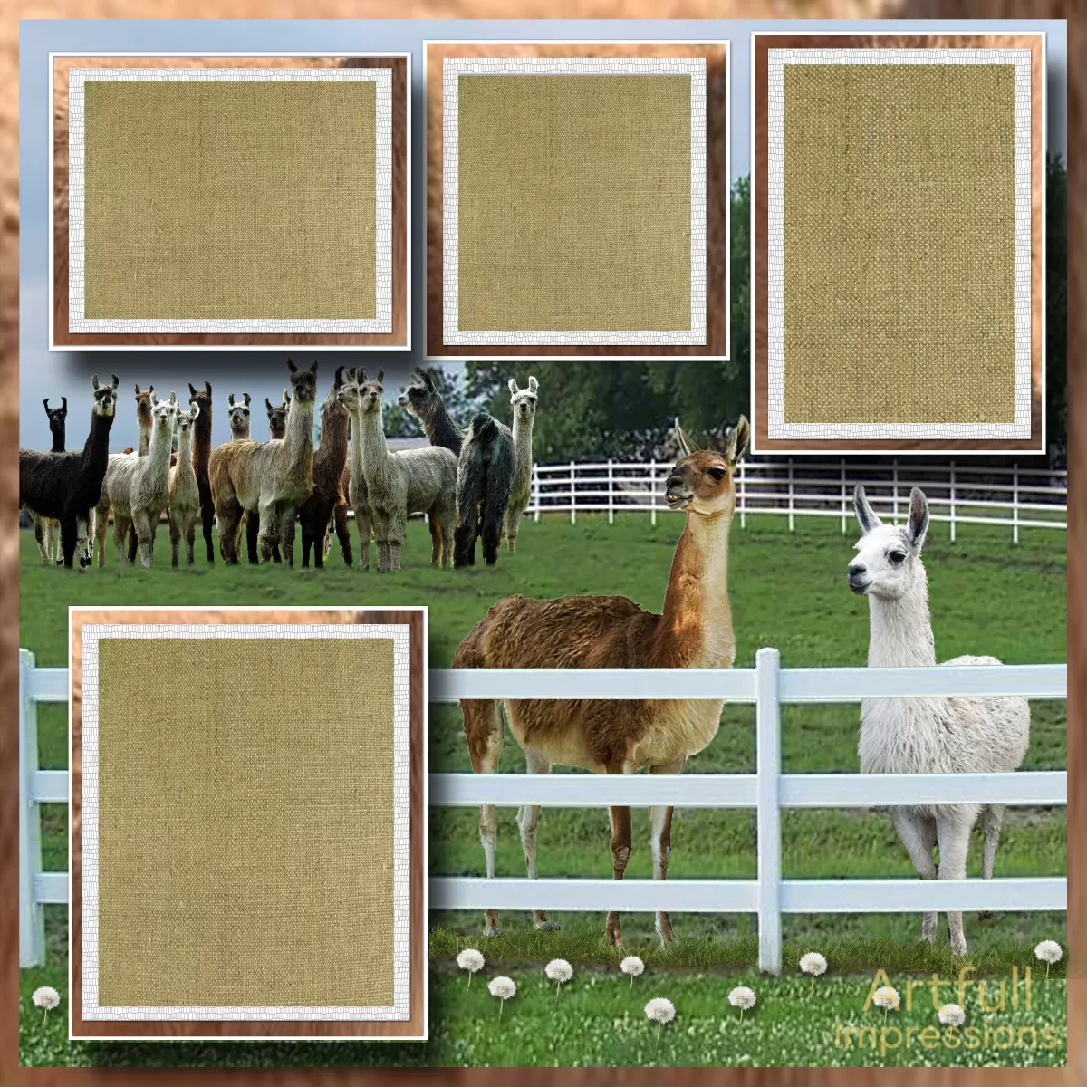 Rustic Farm Llama Scrapbook Page Set – 12" x 12"