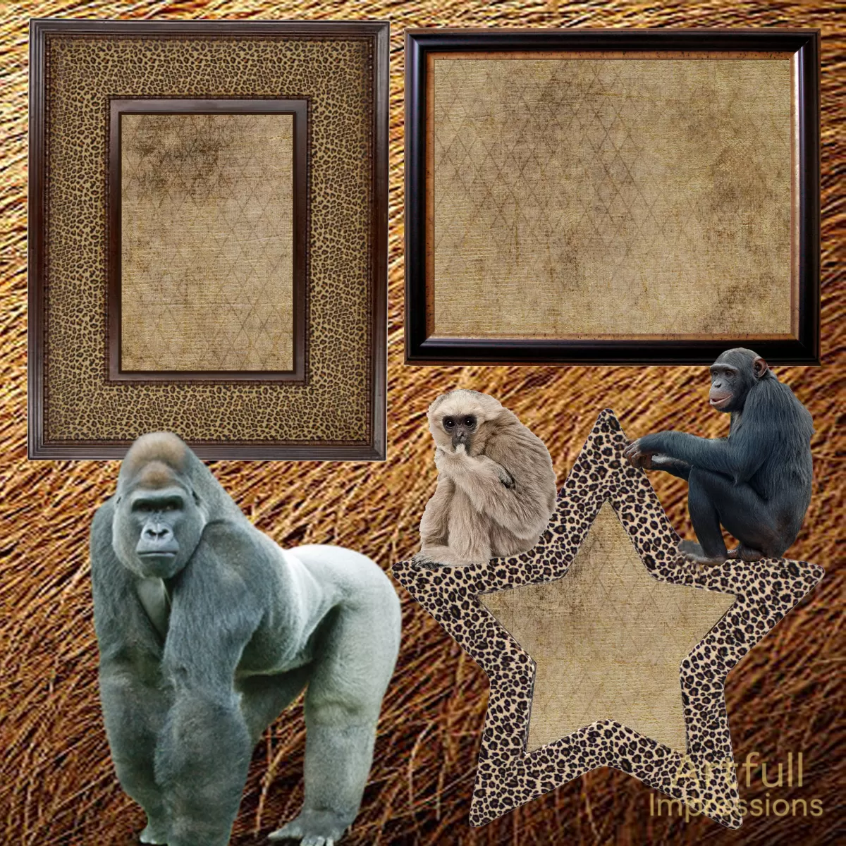 Wild Jungle Safari Monkey-Themed Scrapbook Pages – Set of 2 Physical Prints