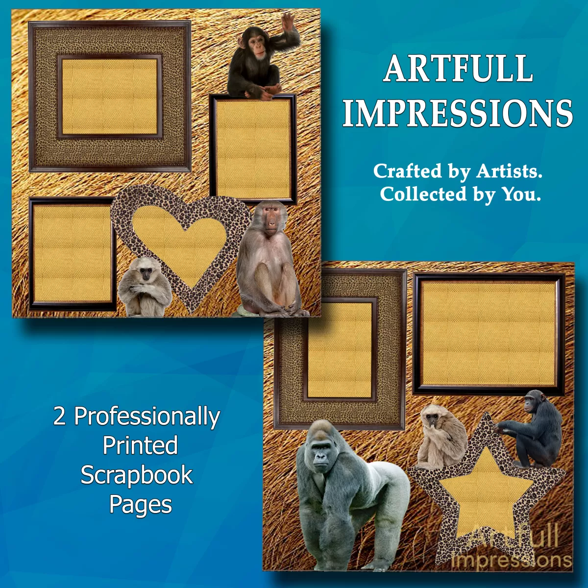 Jungle Monkeys Scrapbook 12 x 12 Page Set – Safari-Themed Animal Print Design