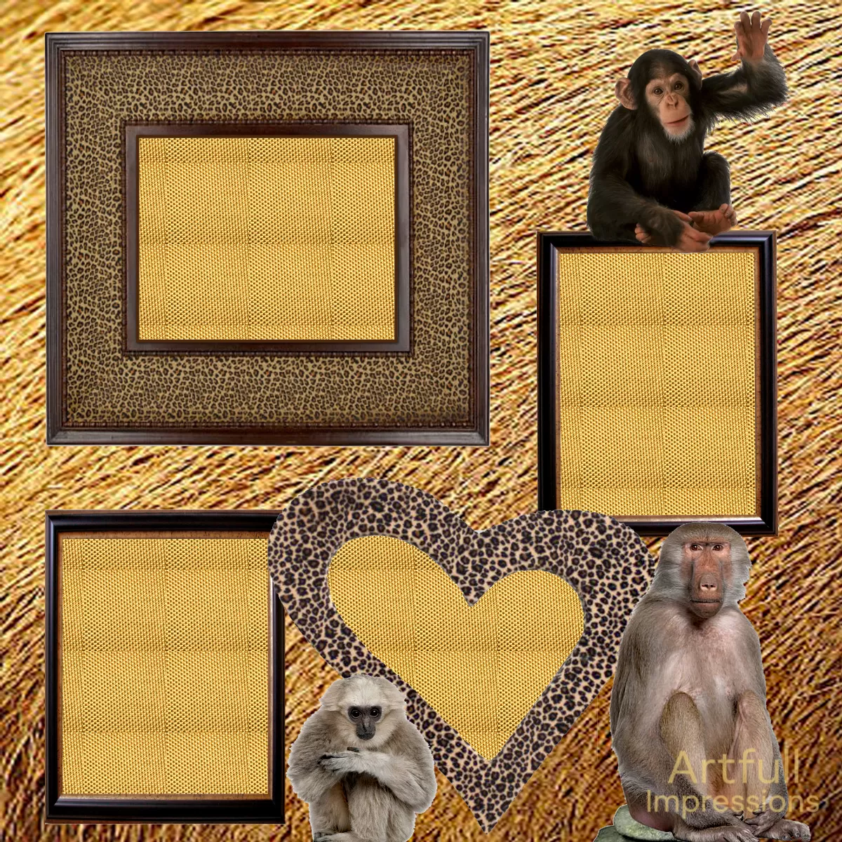 Jungle Monkeys Scrapbook 12 x 12 Page Set – Safari-Themed Animal Print Design