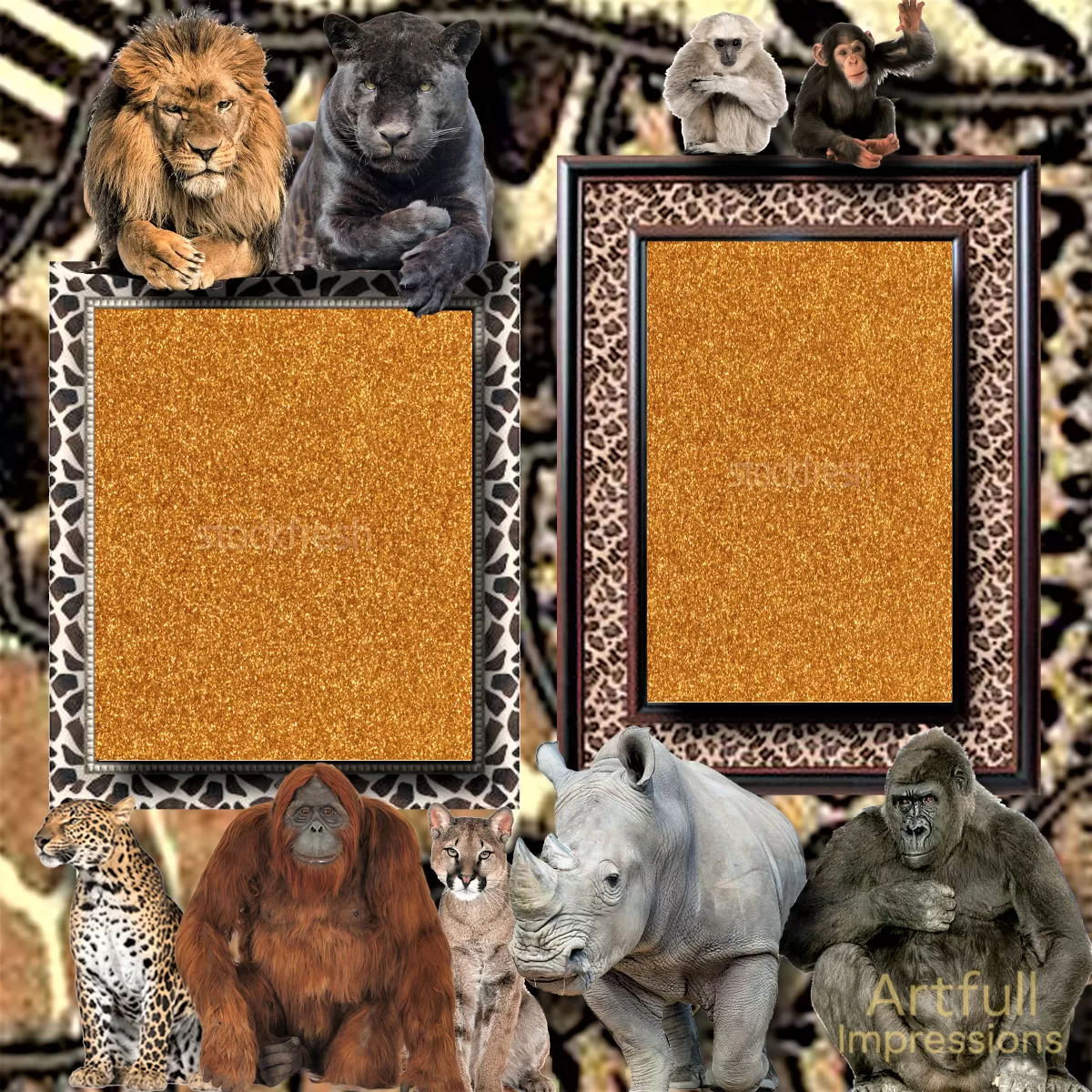 Safari Adventure Scrapbook Pages – Set of 2 Physical Prints – Jungle Animal Theme