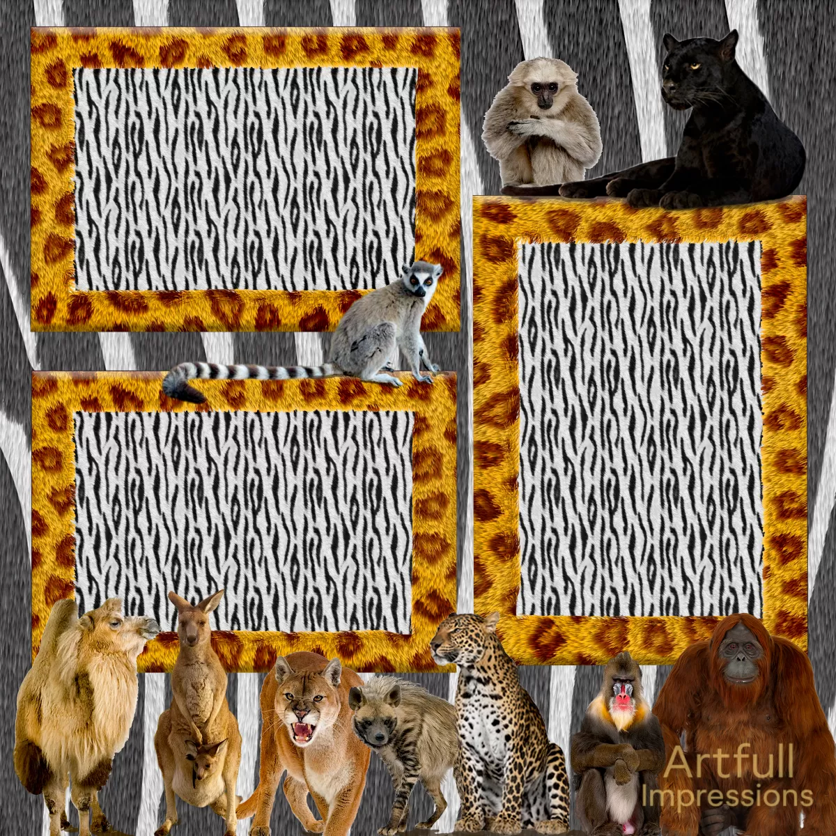A Visit to the Zoo – 2-Page Safari-Themed Scrapbook Layout (12”x12”)
