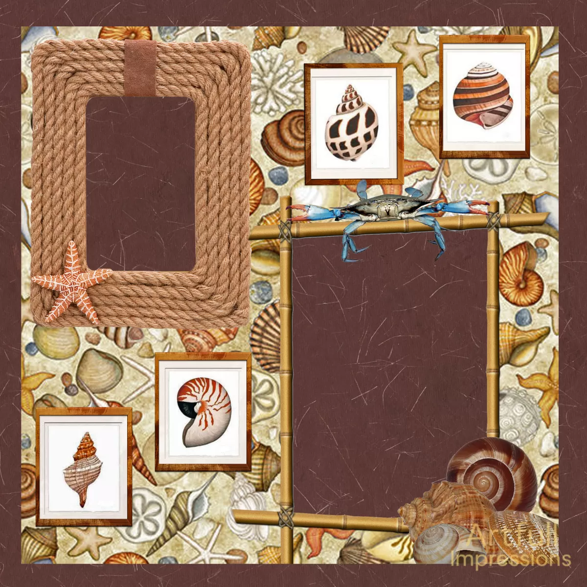 "By the Seashore" Nautical Scrapbook Page – 12x12" Coastal-Themed