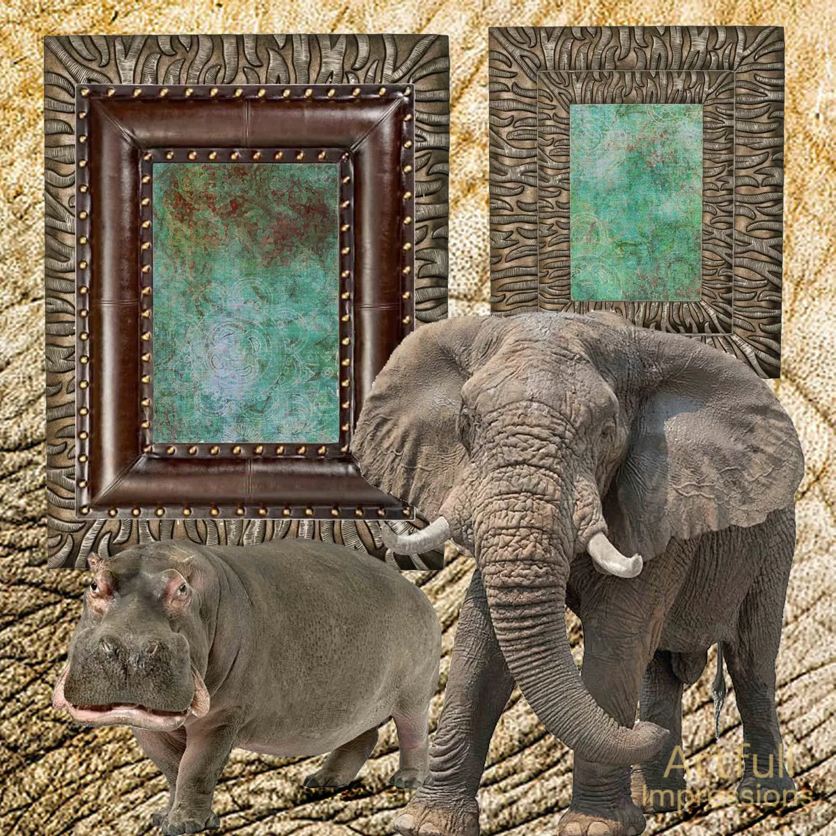 Elephant & Rhinos - Set of 2 Safari
