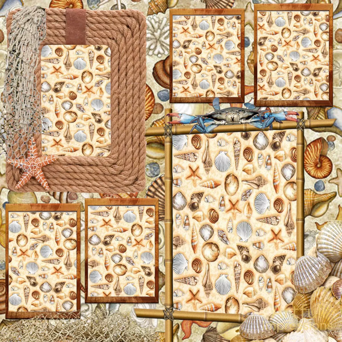 Beach Themed - Coastal Shells Set of 2