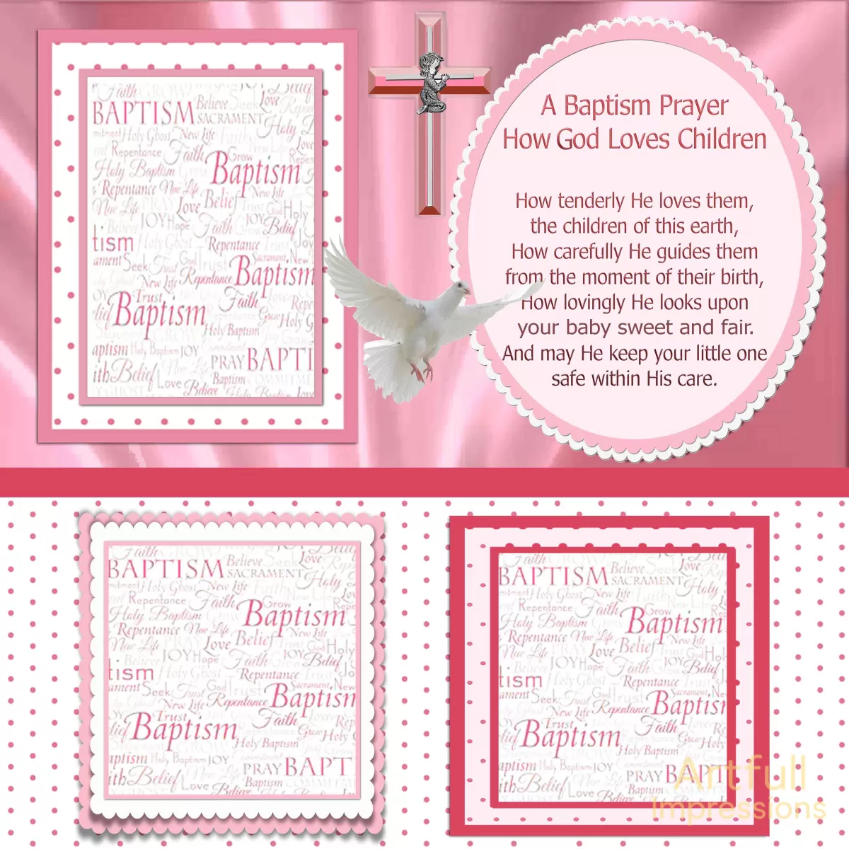 Girl’s Pink Baptism Keepsake – Two Page Set