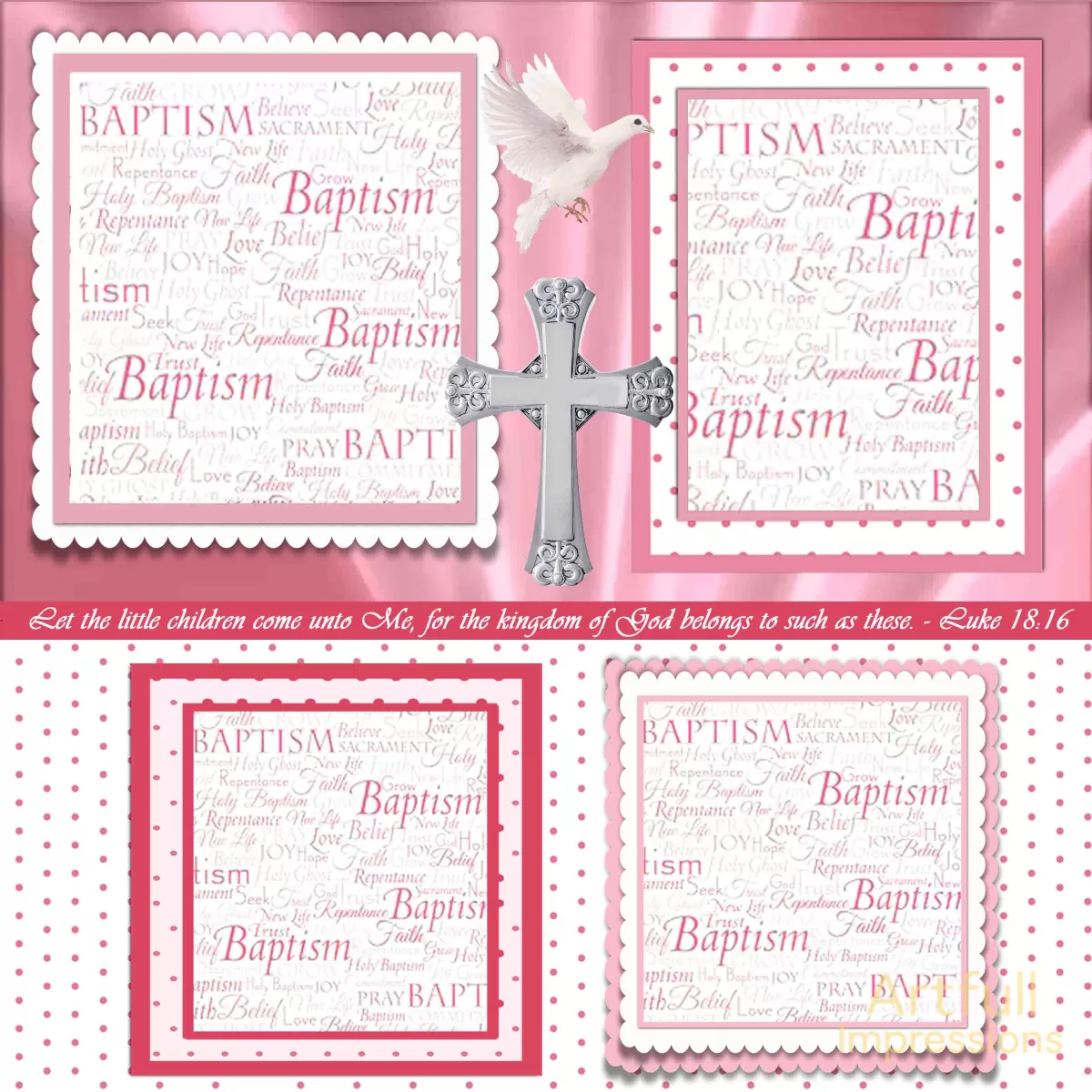 Girl’s Pink Baptism Keepsake – Two Page Set