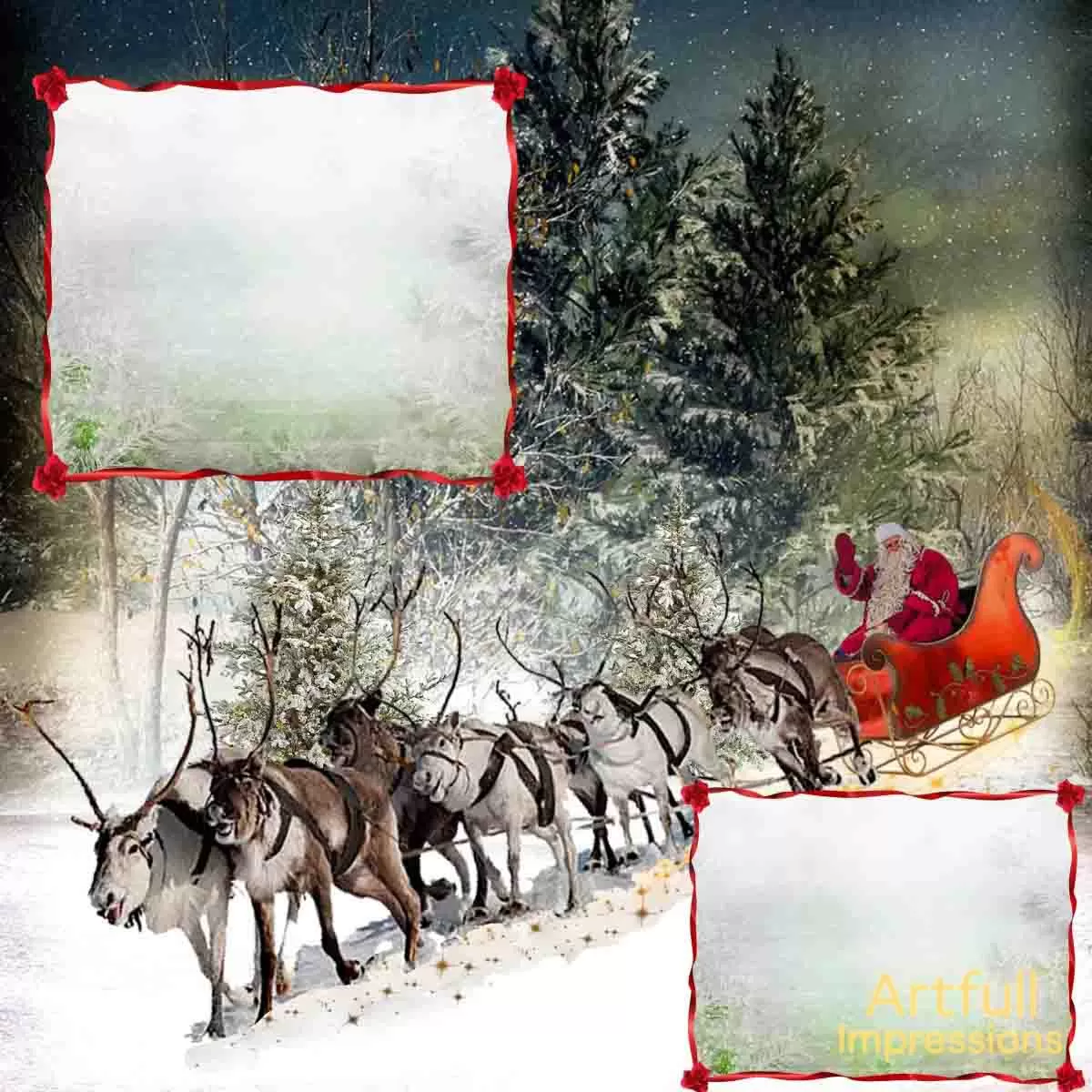 Santa’s Sleigh Ride Through a Snowy Forest