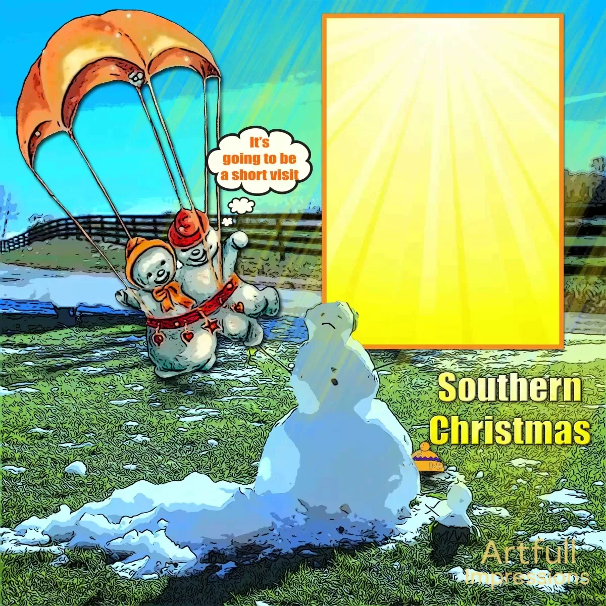 Snow Man & Snow Woman in a Southern Christmas
