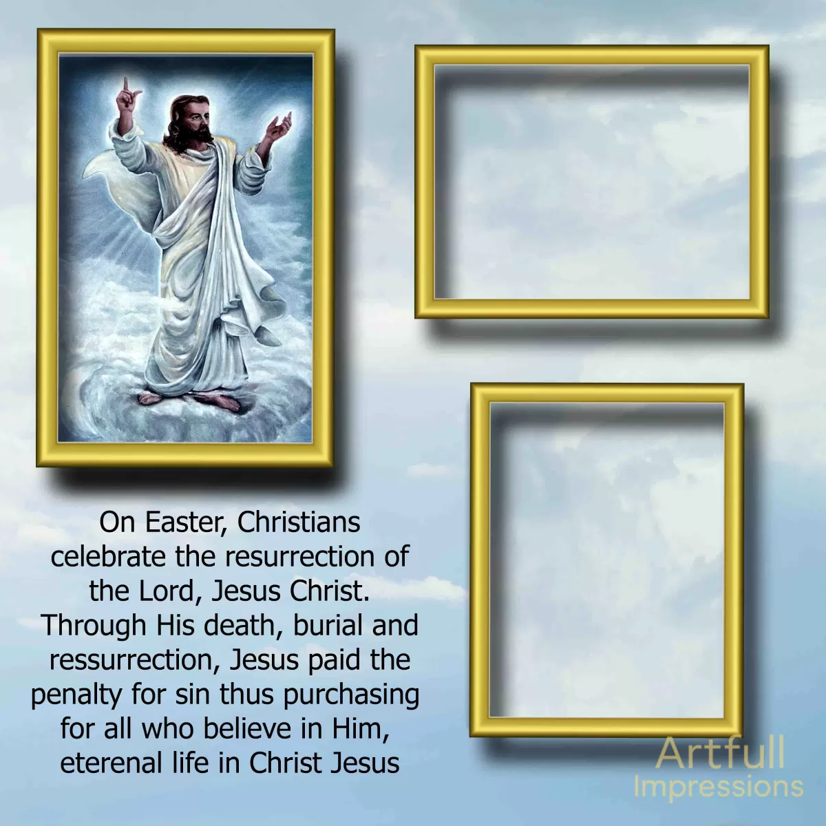 He Is Risen Verse and Radiant Jesus Image