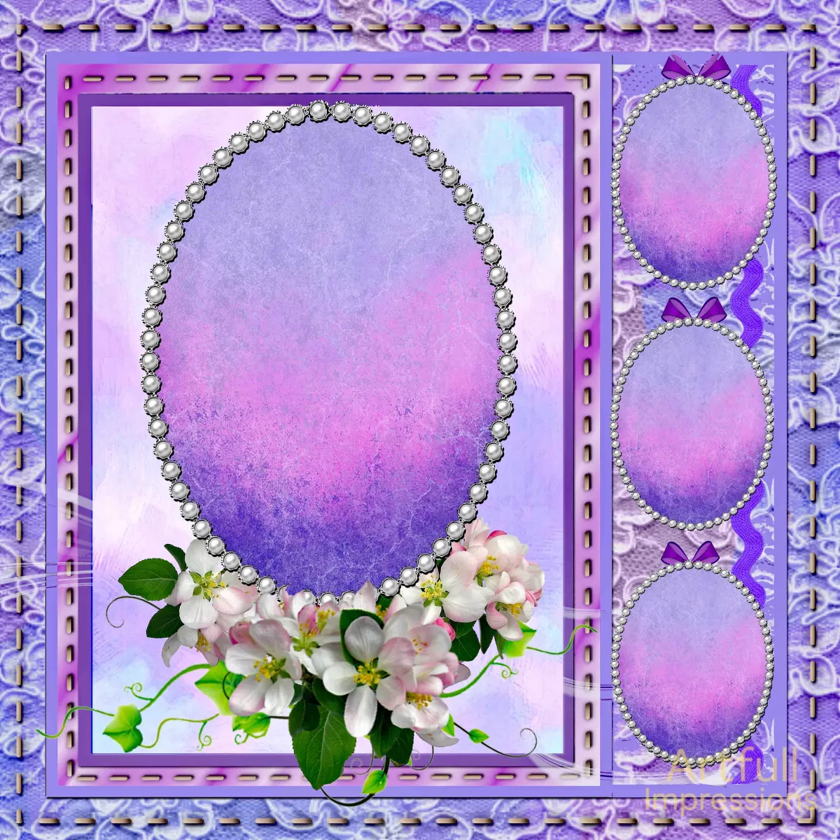 Violet Blush Lace Elegance – 2 Pages - Perfect for Easter