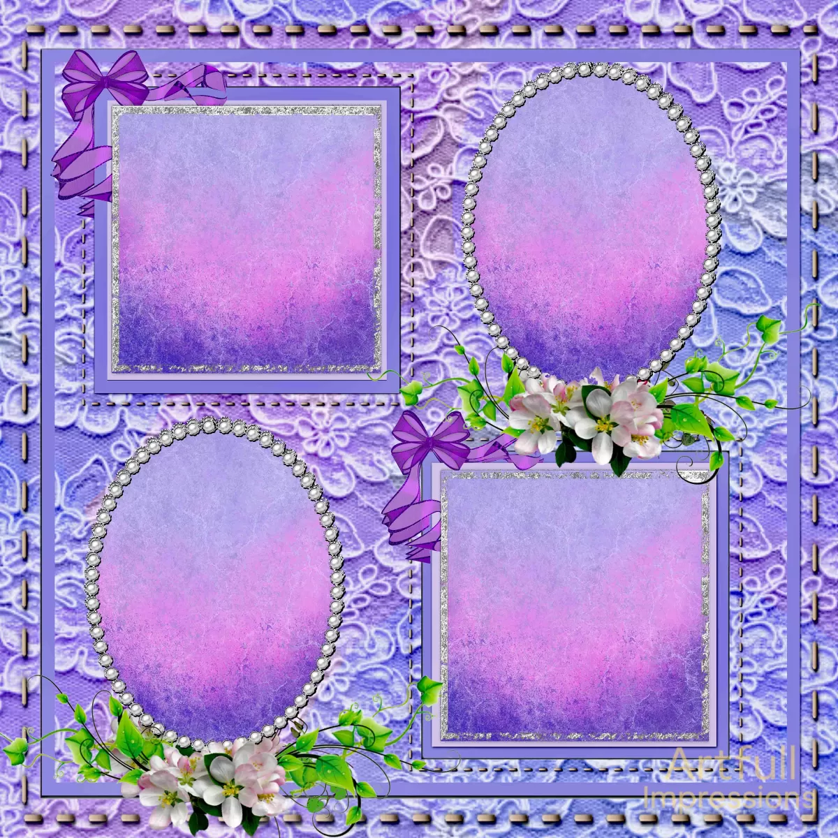 Violet Blush Lace Elegance – 2 Pages - Perfect for Easter