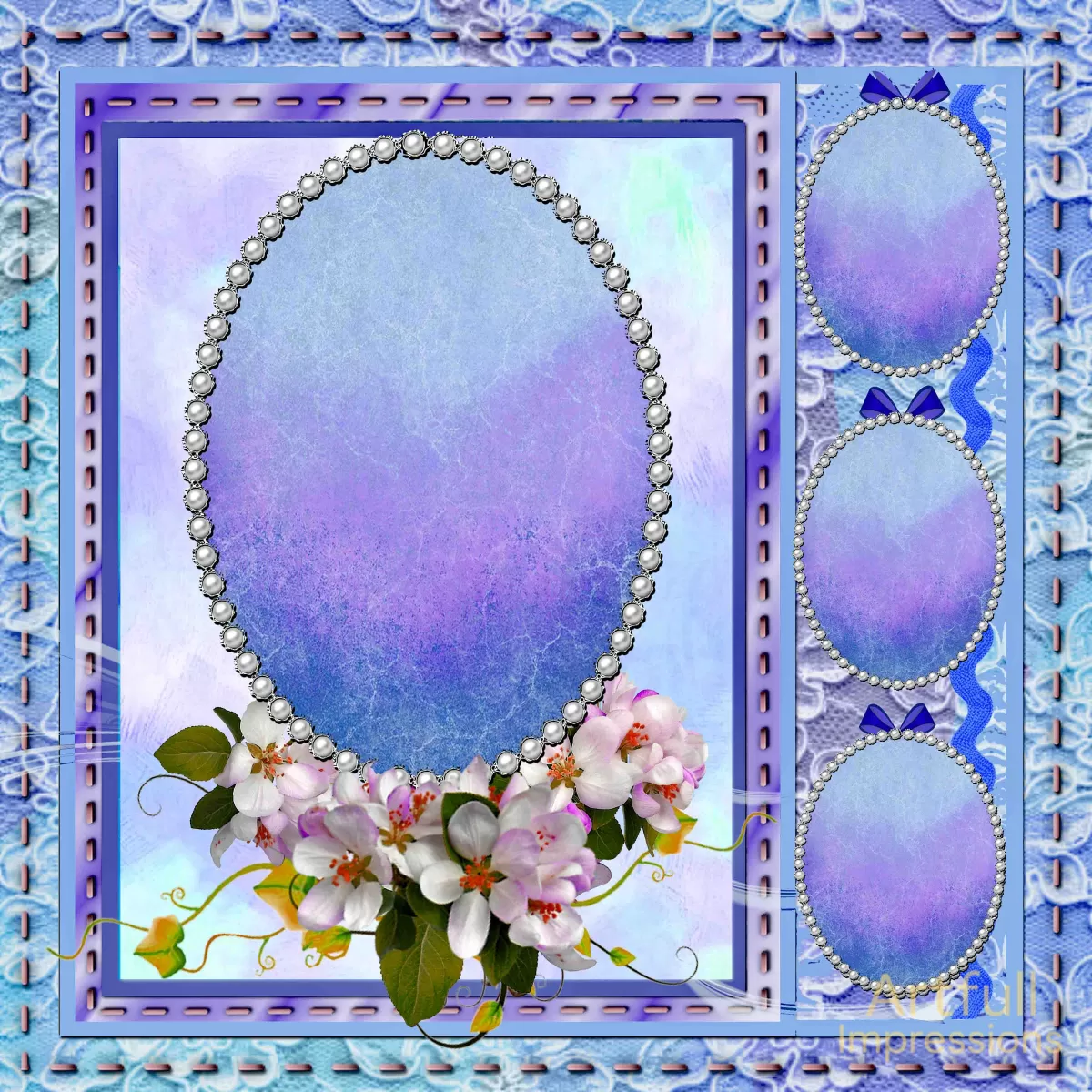 Elegant Violet & Blue Gradient Lace Set of 2 for Easter