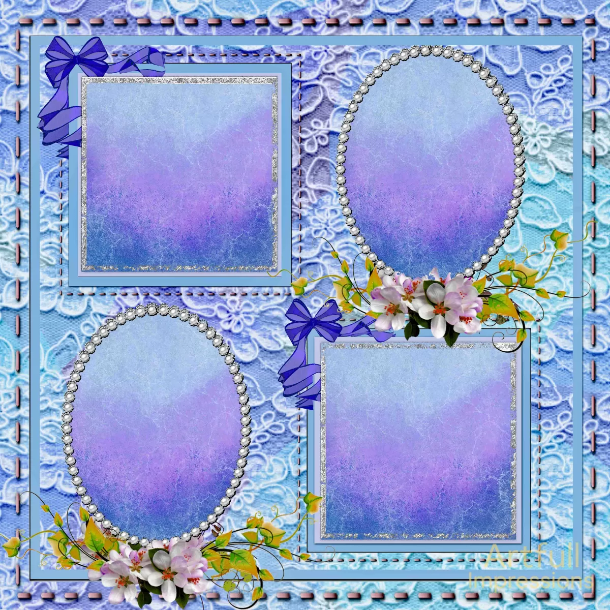 Elegant Violet & Blue Gradient Lace Set of 2 for Easter