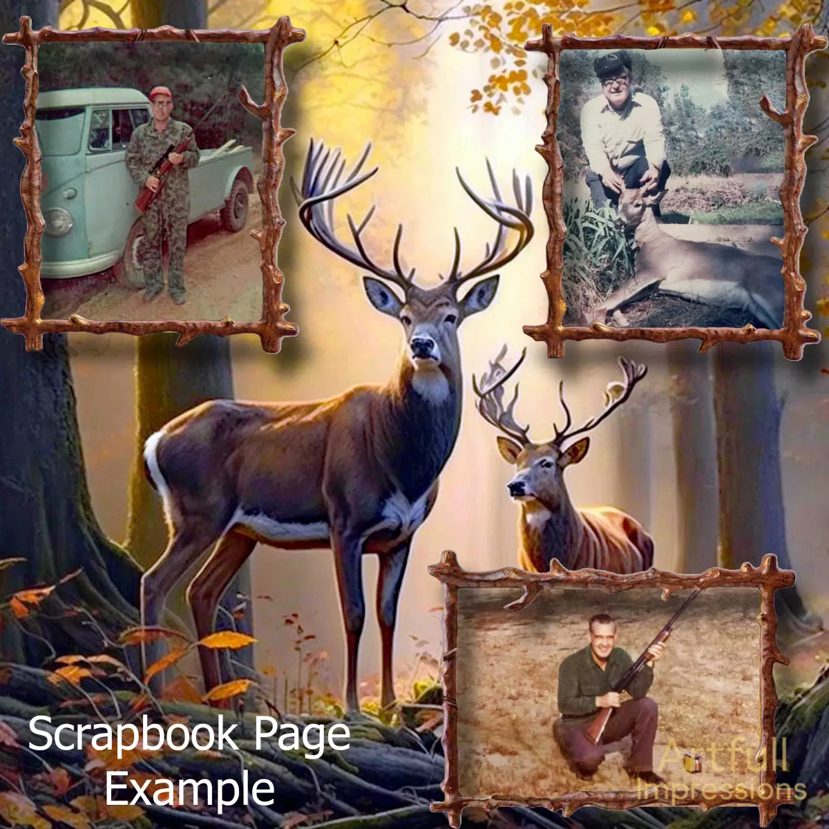 Rustic Deer Forest Scene