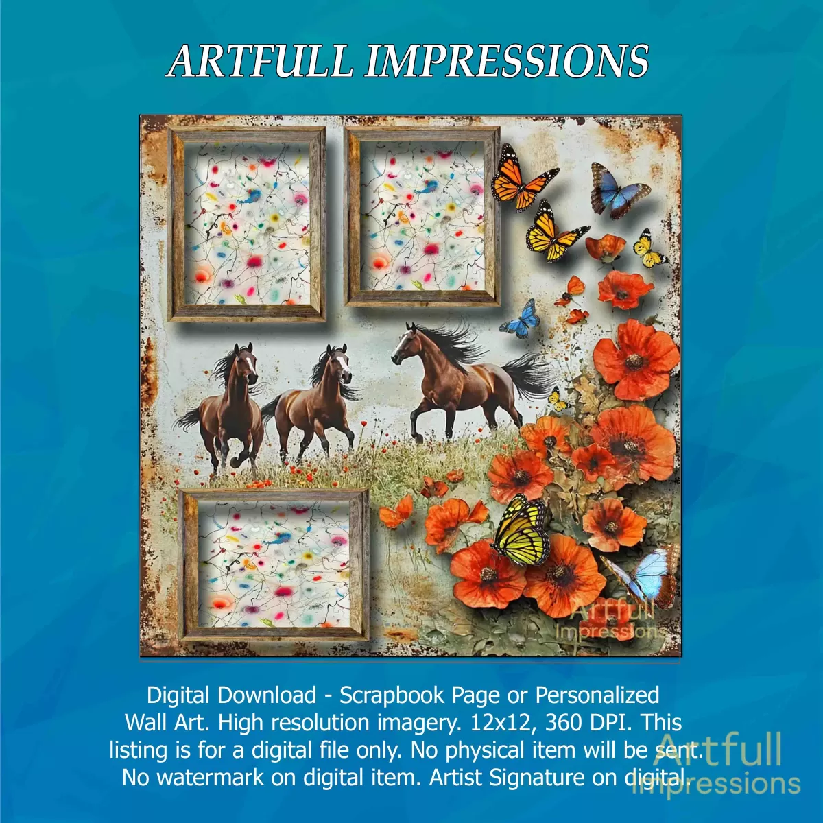 Horses & Poppies– Rustic Western Floral Design